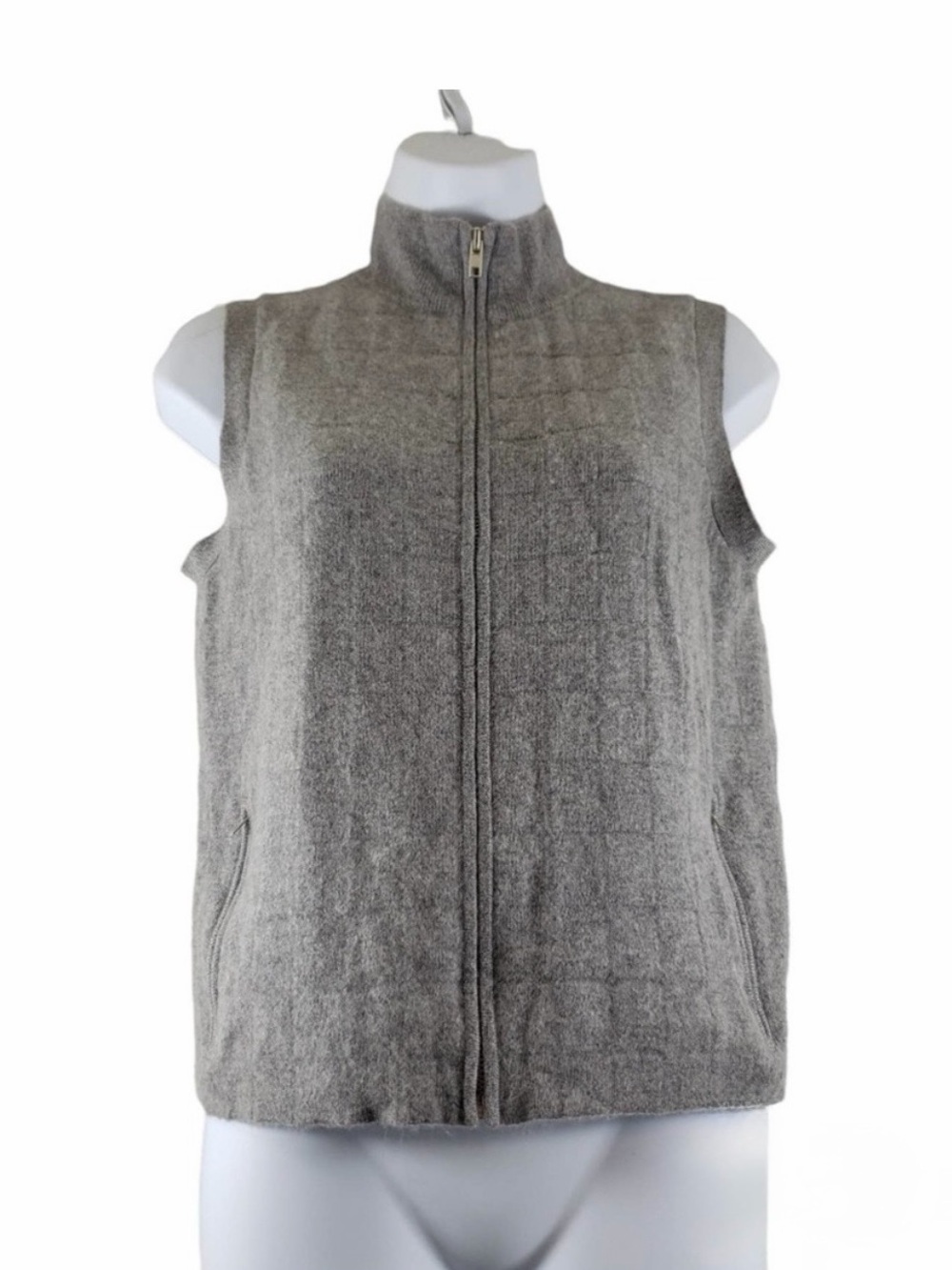 Neiman Marcus Cashmere Zip Up Grey Vest Size Medium